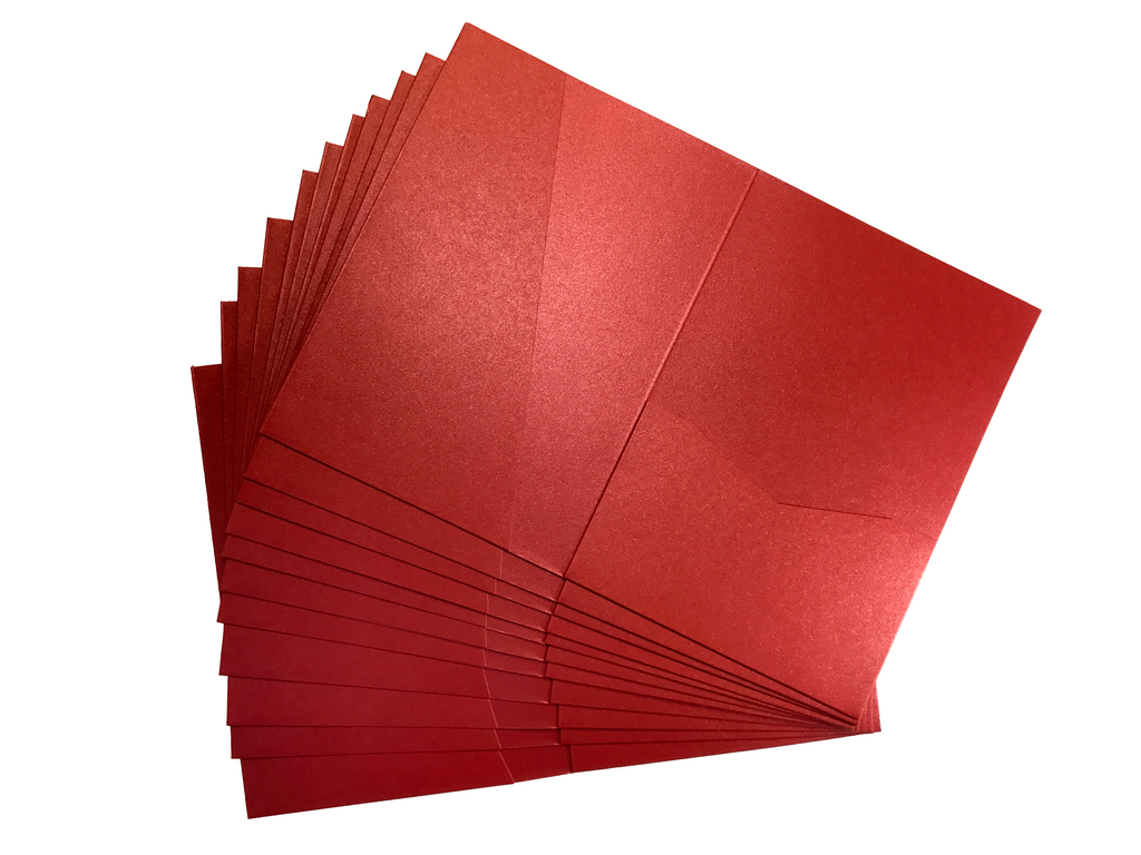 Ruby -- Acutie Trifold Pocket Invitations (5 1/8'' × 7 1/4'') - OakPo Paper Co.