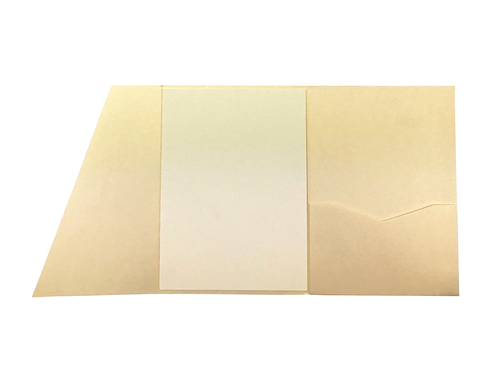 Champagne -- Acutie Trifold Pocket Invitations (5 1/8'' × 7 1/4'') - OakPo Paper Co.