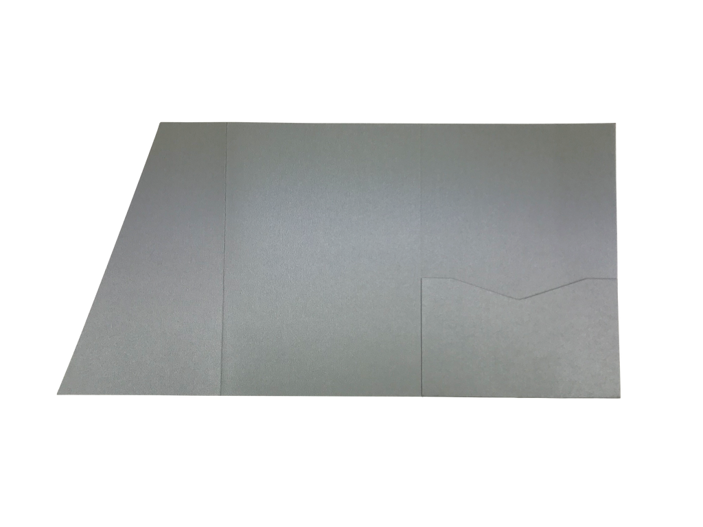 Silver-- Acutie Trifold Pocket Invitations (5 1/8'' × 7 1/4'') - OakPo Paper Co.