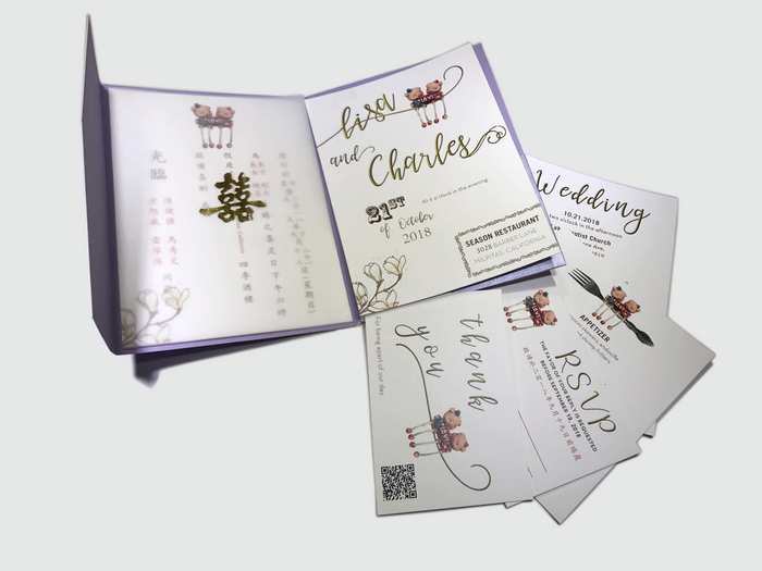 Wedding Invitation Card # C (08) - OakPo Paper Co.