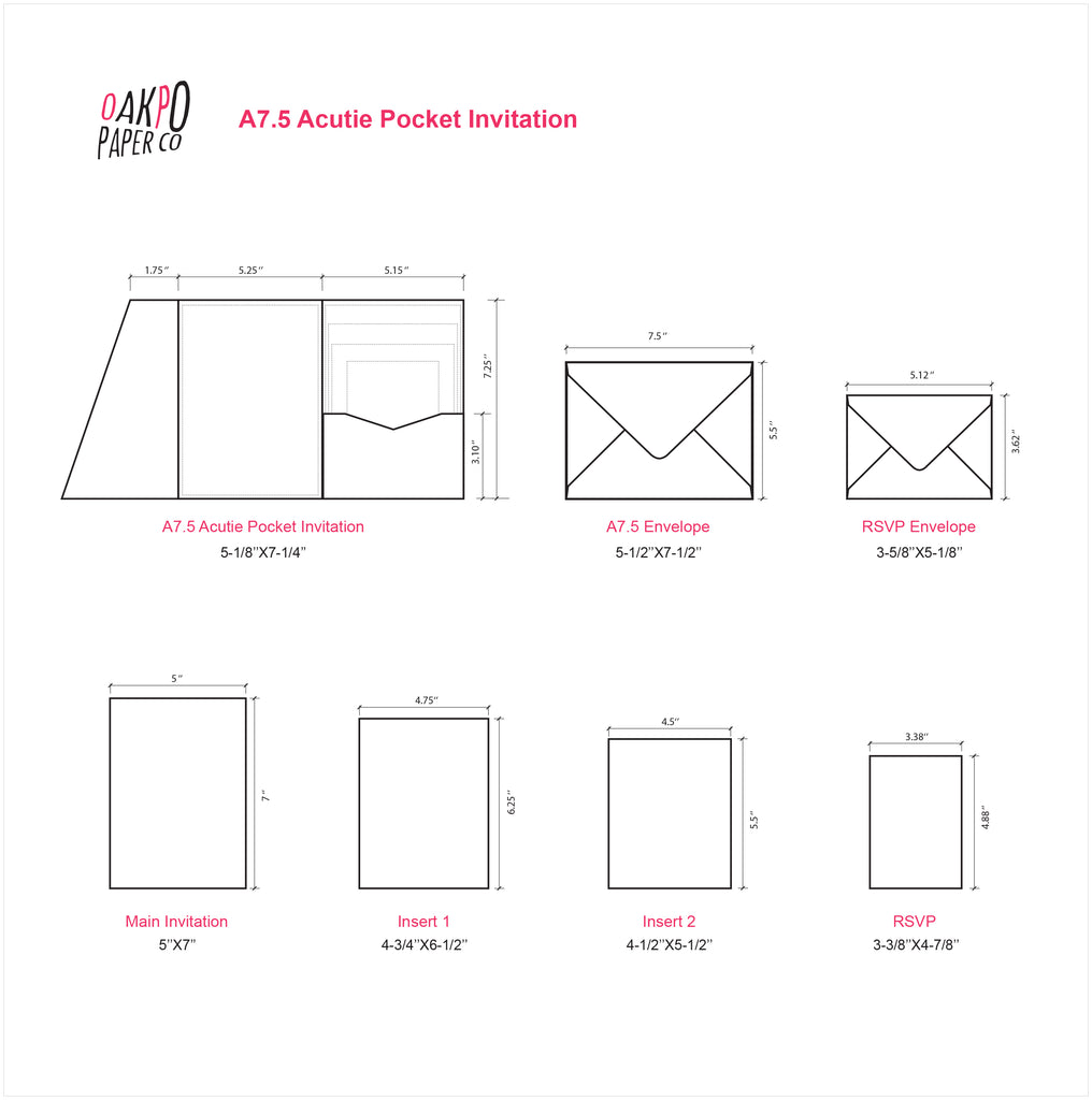 Sapphire -- Acutie Trifold Pocket Invitations (5 1/8'' × 7 1/4'') - OakPo Paper Co.