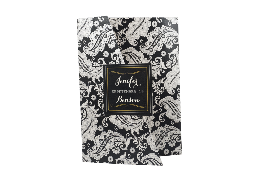 Floral Chalkboard Black and White Wedding Invitation Card - # A5   (sold out) - OakPo Paper Co.