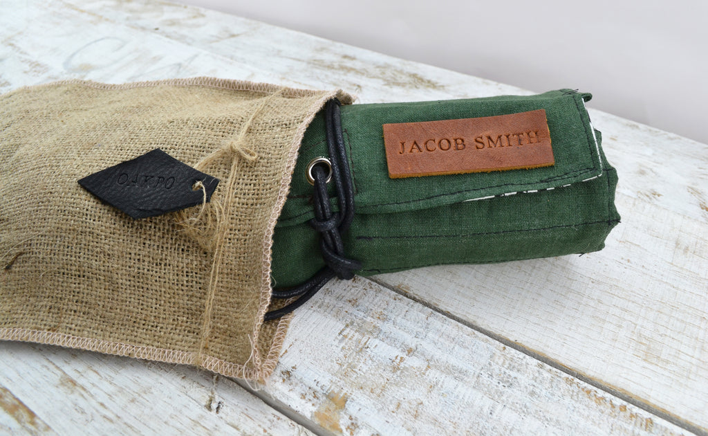 Green Artist Roll, Pencil Holder, Pencil Roll Case, Personalized Pencil Roll - OakPo Paper Co.