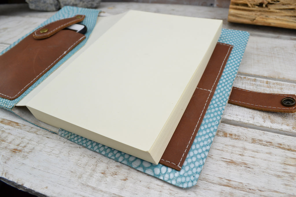 Leather Journal, Blank insert notebook and one book mark, Personalized leather journal - OakPo Paper Co.