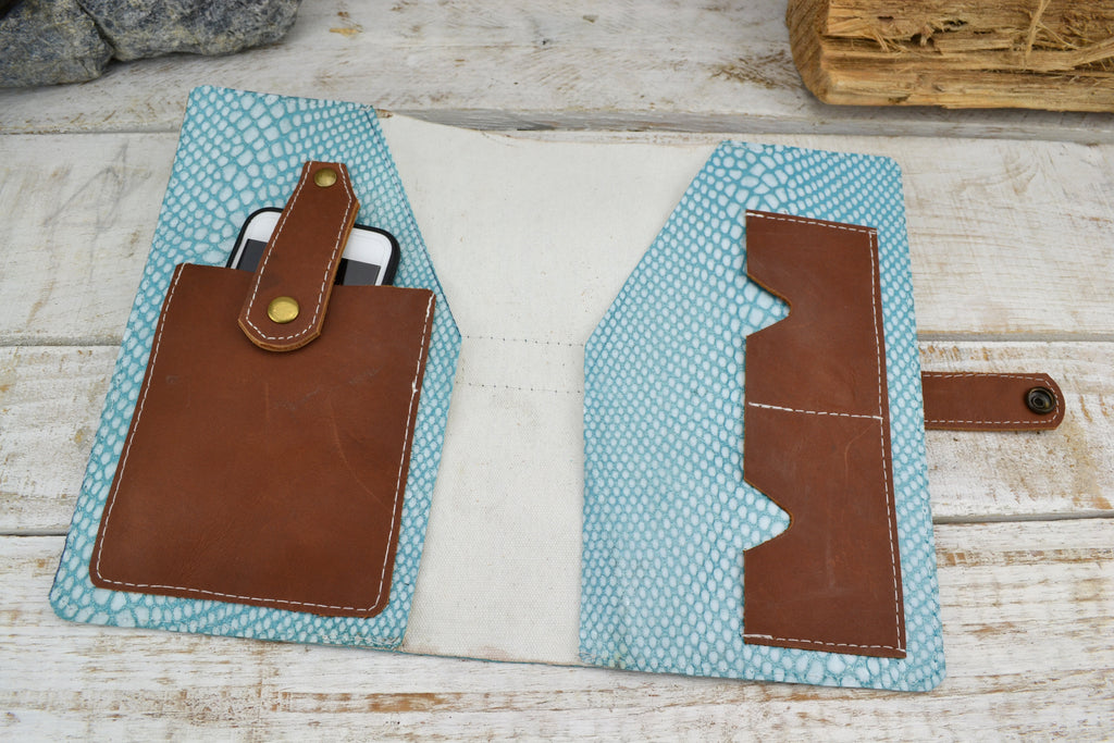 Leather Journal, Blank insert notebook and one book mark, Personalized leather journal - OakPo Paper Co.