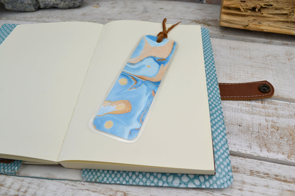 Leather Journal, Blank insert notebook and one book mark, Personalized leather journal - OakPo Paper Co.