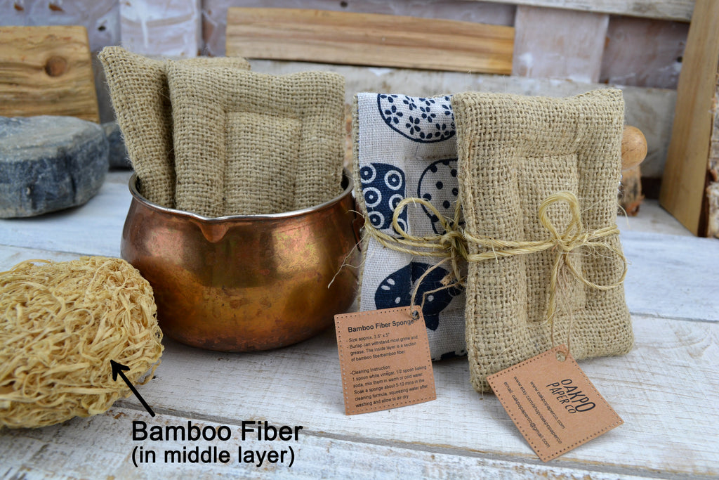 Zero waste Kitchen Starter Kit, Heavy Duty Bamboo Sponge, Reusable sponge and unpaper Towels, Eco-friendly gift
