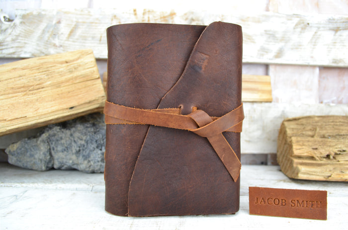 Leather Journal (5.5''x7.5''), Personalized Leather Journal - OakPo Paper Co.
