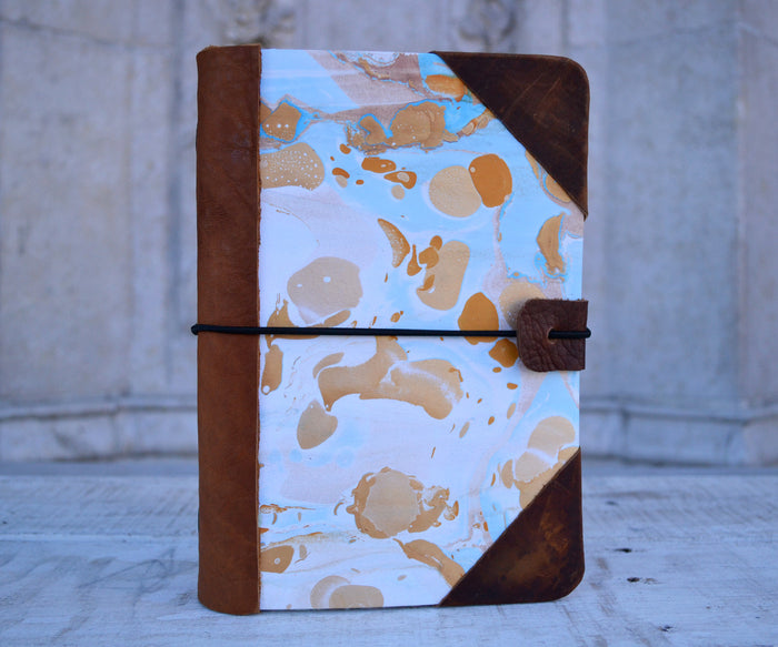 Leather bound Journal, Marbled journal - OakPo Paper Co.