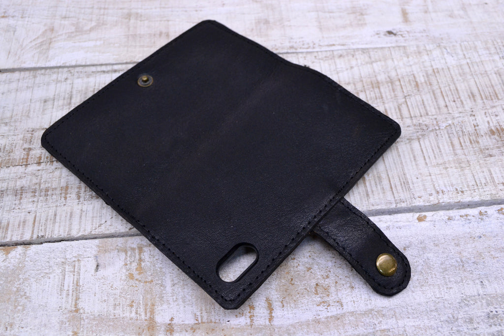 Leather iPhone XS / X Case, Leather Phone Wallet Case - OakPo Paper Co.