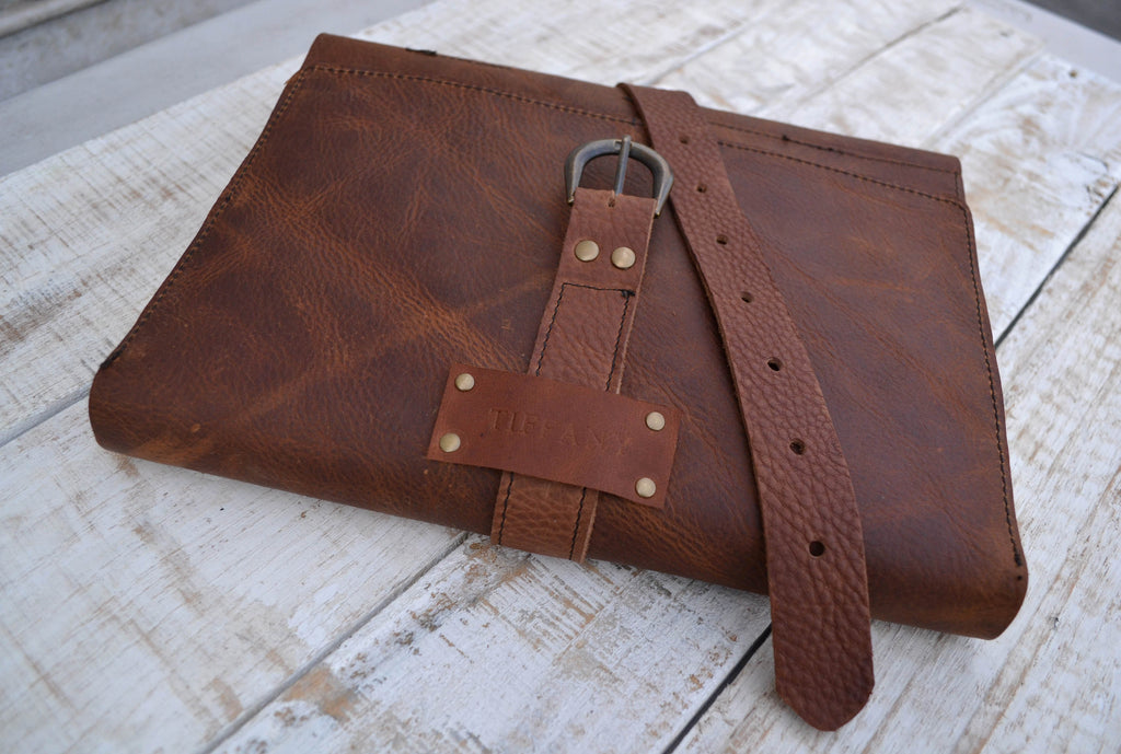 Leather Sketchbook, Trifold Personalized Sketchbook - OakPo Paper Co.