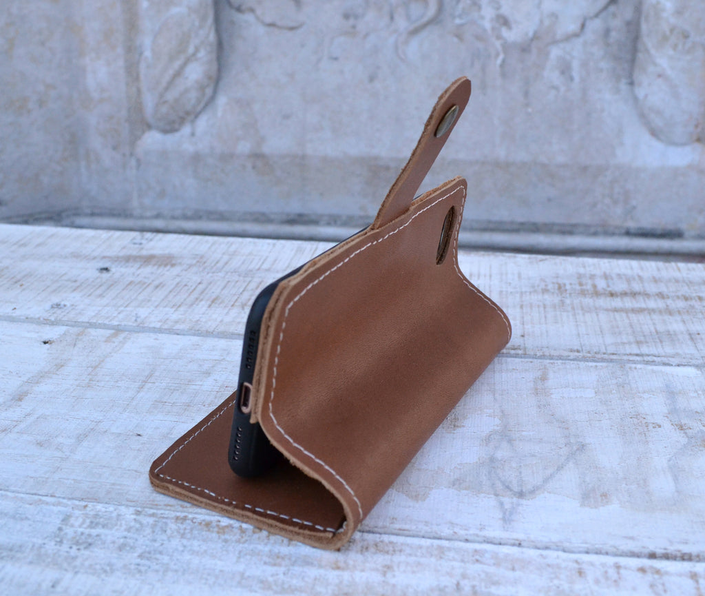 leather iPhone 8/7 Case, Leather Wallet Case. - OakPo Paper Co.