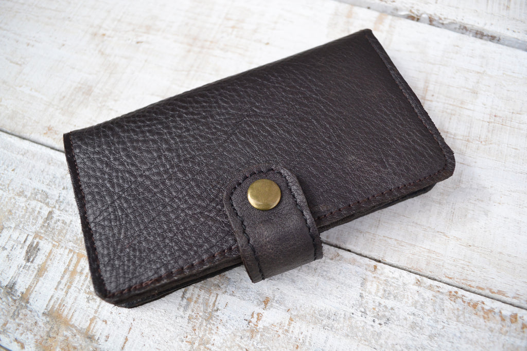 Brown leather iPhone 8 / 7 wallet case - OakPo Paper Co.