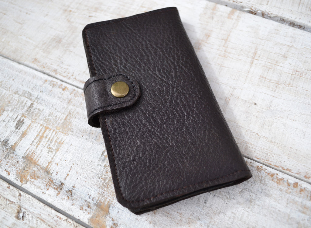 Brown leather iPhone 8 / 7 wallet case - OakPo Paper Co.