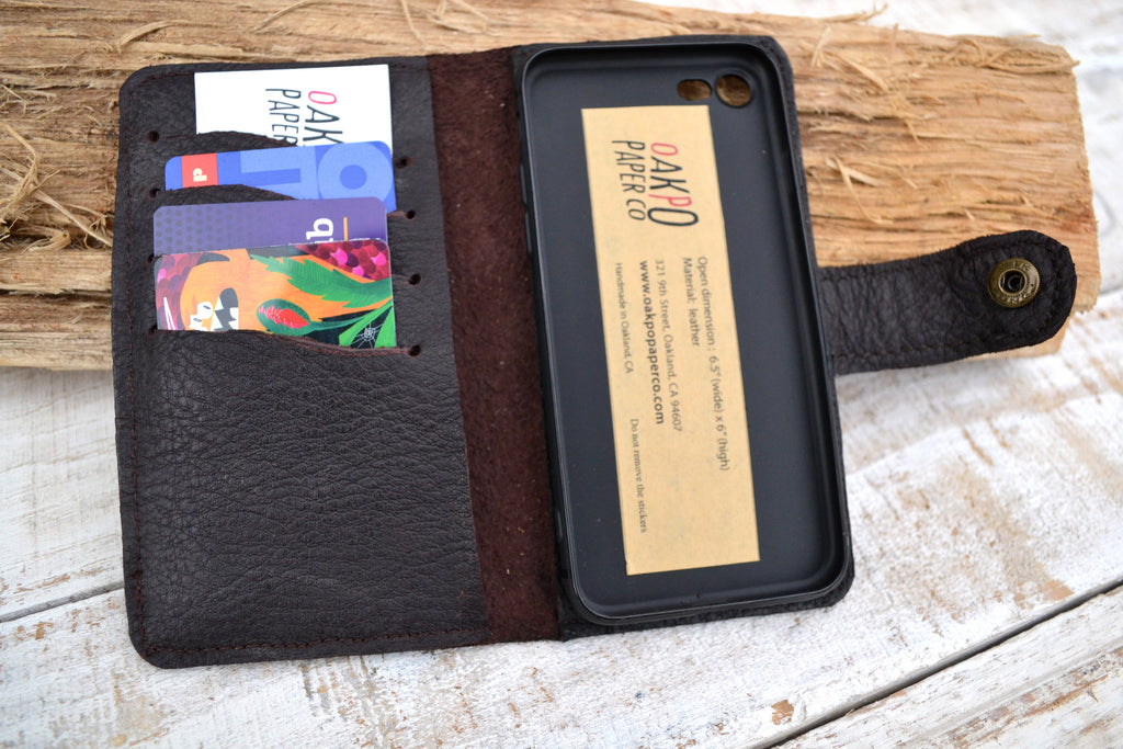 Brown leather iPhone 8 / 7 wallet case - OakPo Paper Co.