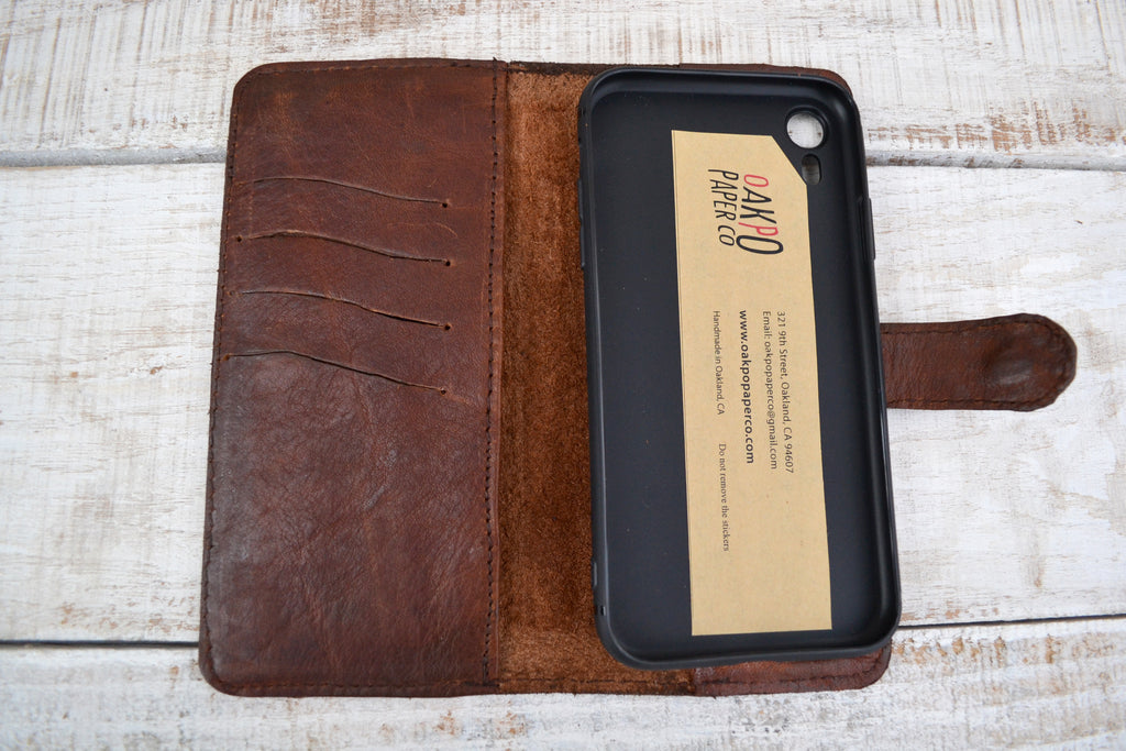 Handmade iPhone XR wallet case - OakPo Paper Co.