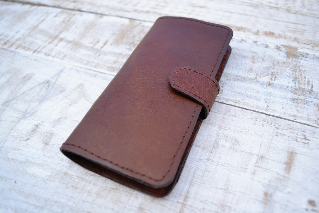 Leather Phone wallet case, iPhone 8 / 7 wallet case - OakPo Paper Co.