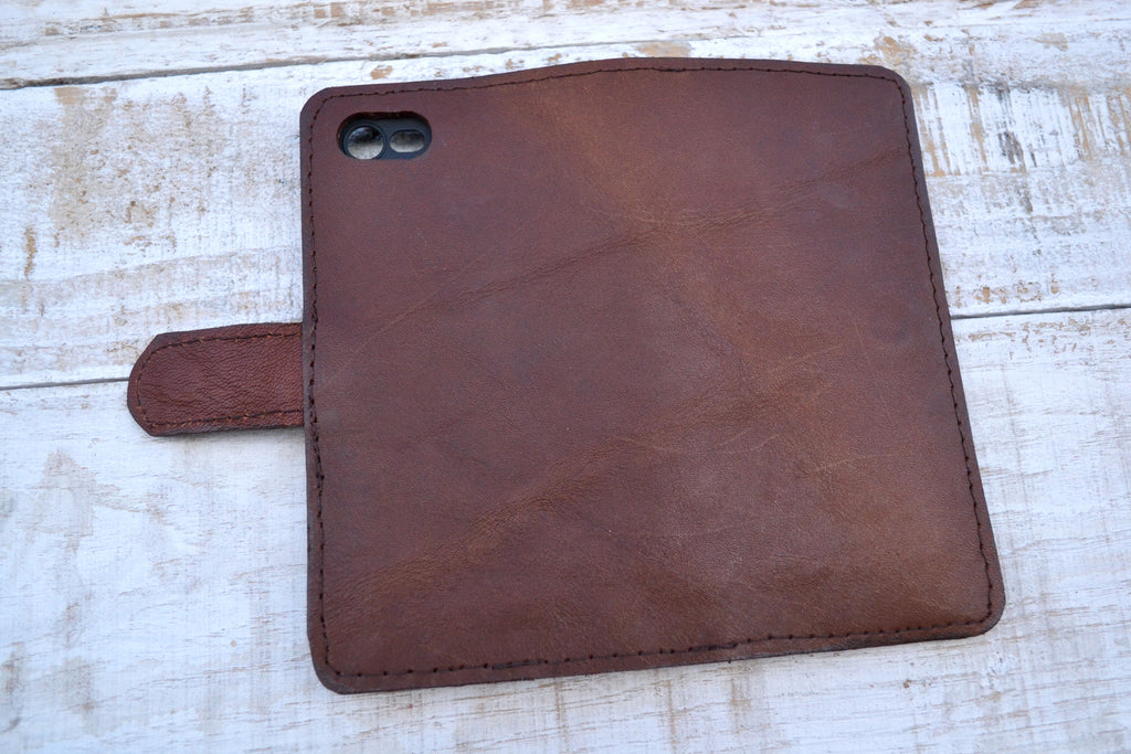Leather Phone wallet case, iPhone 8 / 7 wallet case - OakPo Paper Co.