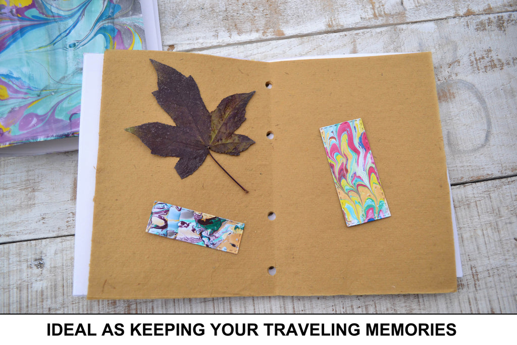 Hand-Marbled cover notebooks, Black Distressed Leather Notebook, Personalized notebook - OakPo Paper Co.