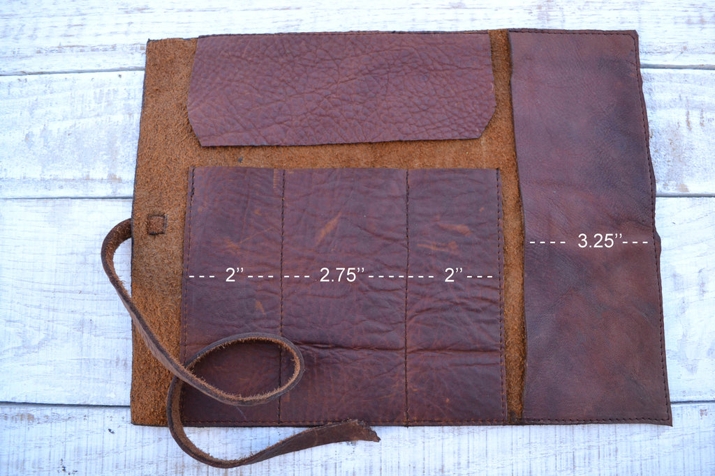 leather tool roll case - OakPo Paper Co.