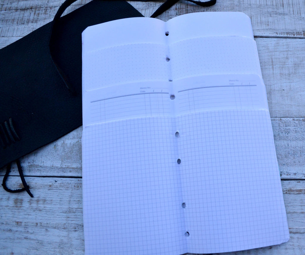 Black Distressed Leather Notebook. - OakPo Paper Co.