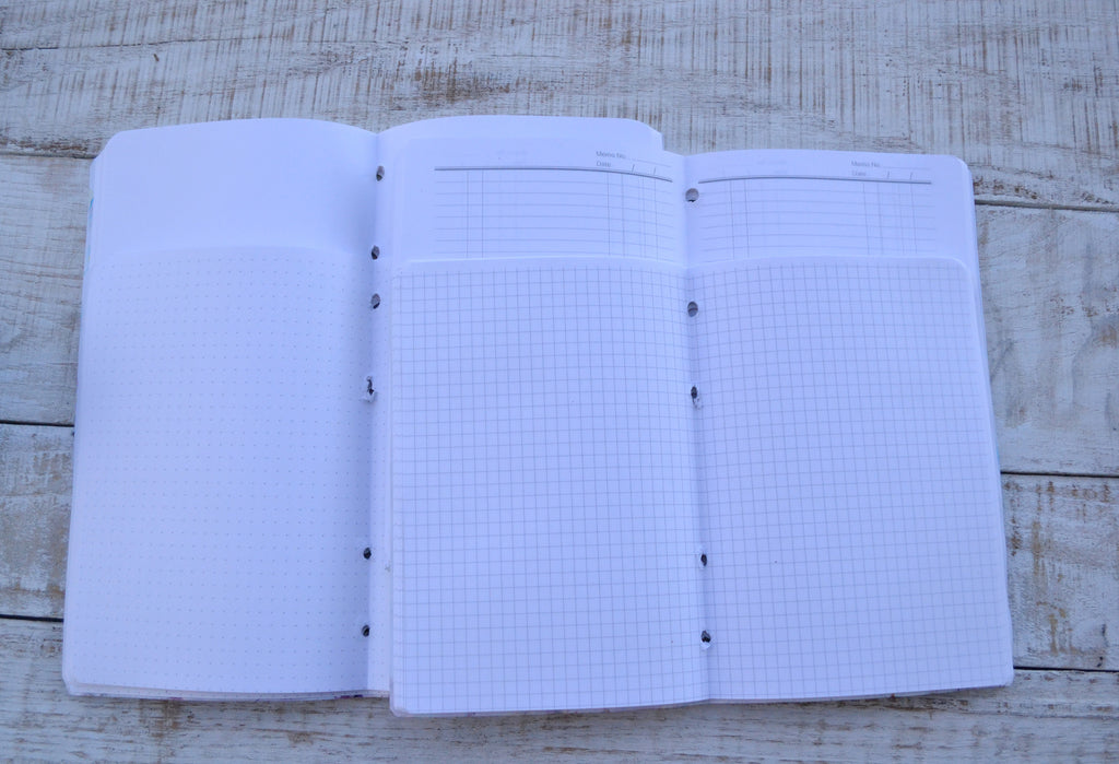 5.5x7.75 leather journal, 4 hand-marbled cover inserts. Refillable journal, Personalized notebook - OakPo Paper Co.