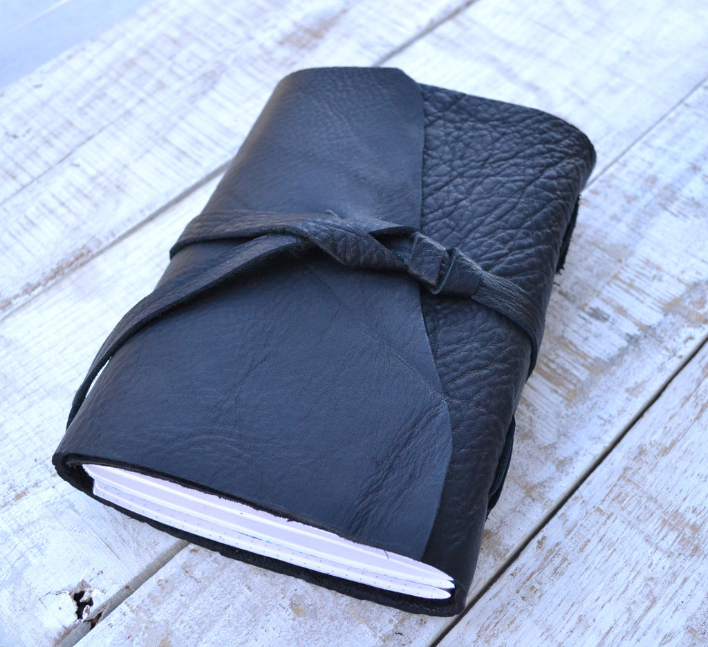 5.5x7.75 leather journal, 4 hand-marbled cover inserts. Refillable journal, Personalized notebook - OakPo Paper Co.