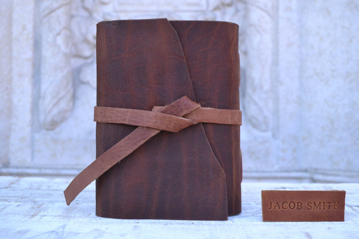 Travel notebook, Refillable notebook, Mahogany leather notebook - OakPo Paper Co.