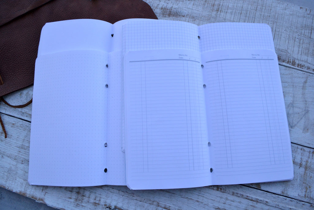 5.5x8.75 Leather Journal, 4 Hand-marbled Journal, Personalized Journal, Refillable Notebooks - OakPo Paper Co.