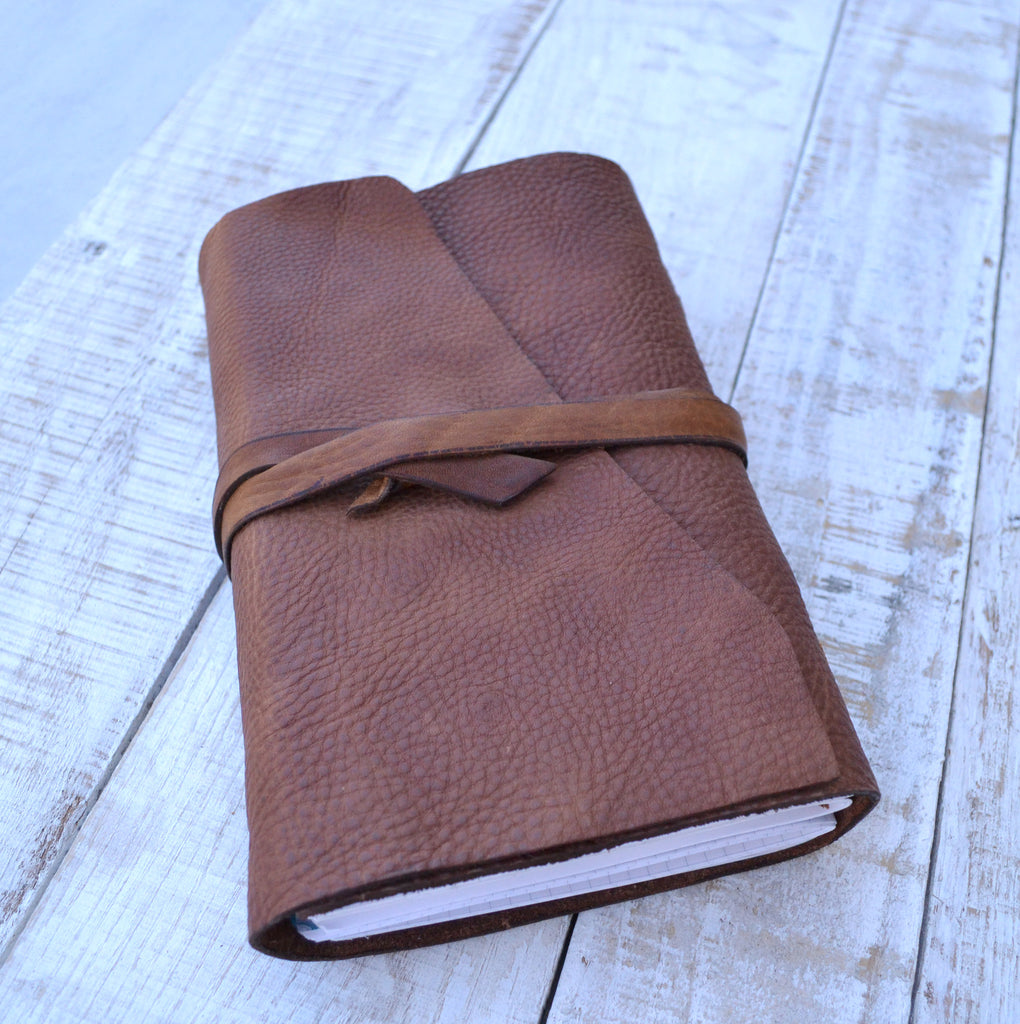 5.5x8.75 Leather Journal, 4 Hand-marbled Journal, Personalized Journal, Refillable Notebooks - OakPo Paper Co.