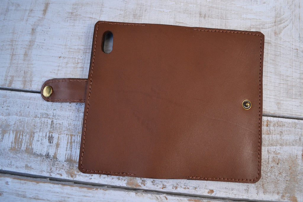 leather iPhone X / XS wallet case, iPhone case - OakPo Paper Co.