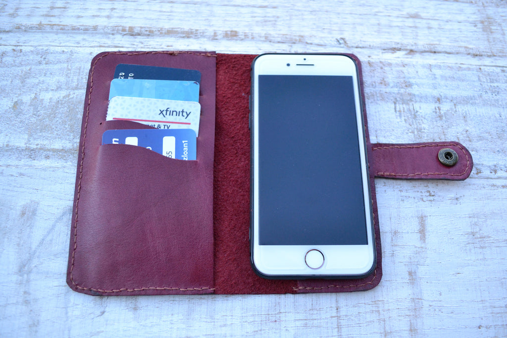Leather iPhone 8/7 wallet case - OakPo Paper Co.