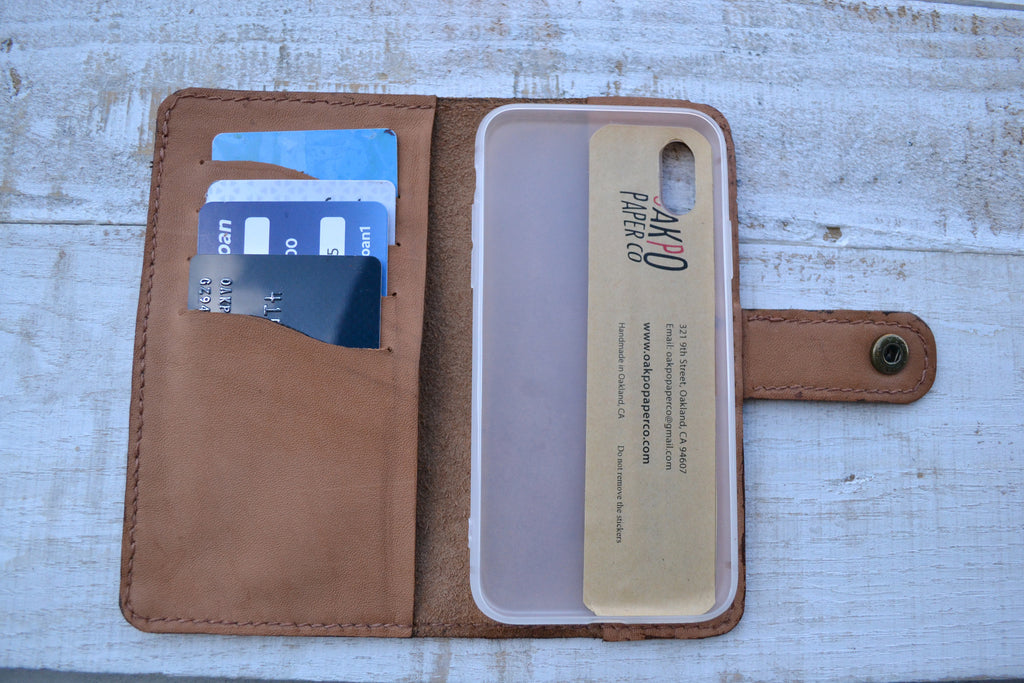 Sheep Leather iPhone X/XS wallet case - OakPo Paper Co.