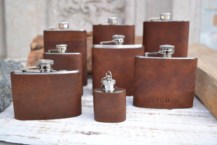 Hip Flask personalized, Leather flask, personalized flask. - OakPo Paper Co.