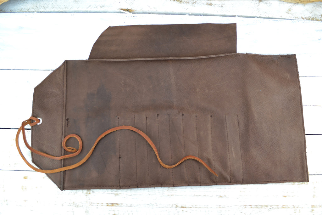 Artist Roll, Leather Pencil Roll, Personalized Pencil Roll - OakPo Paper Co.