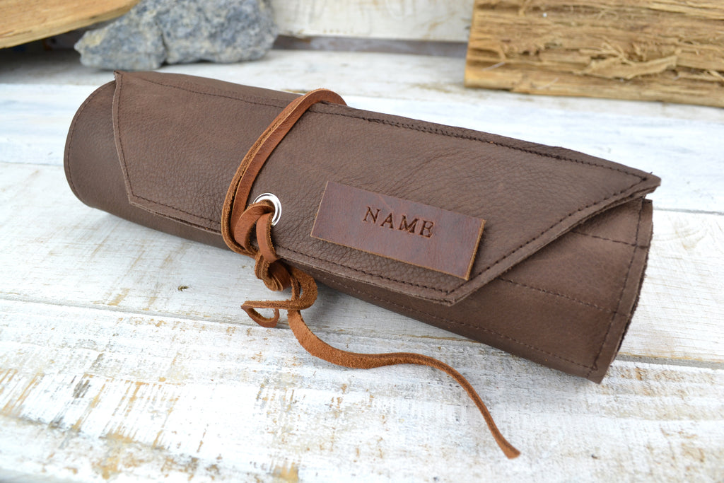 Artist Roll, Leather Pencil Roll, Personalized Pencil Roll - OakPo Paper Co.