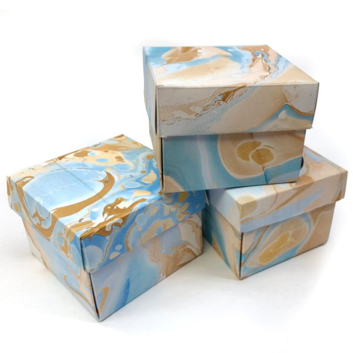 10 Marbled Gift Box with Lid - 3.45''x 3.45''x 2.75'' - OakPo Paper Co.