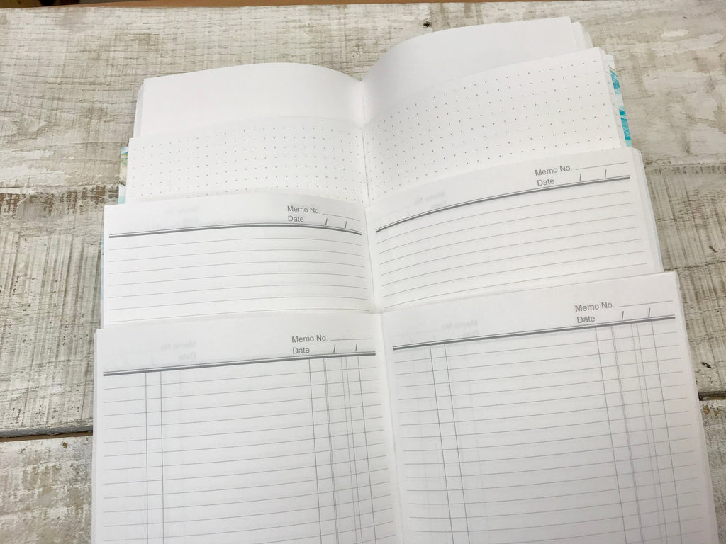 Leather Pocket Journal,  4 marbled cover notebooks - OakPo Paper Co.