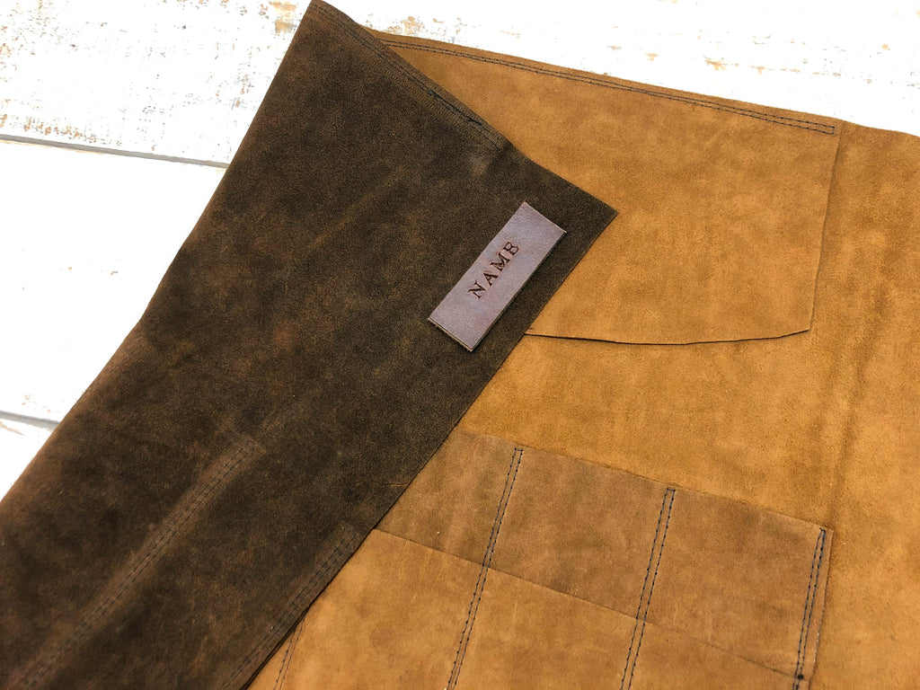 Leather Artist Roll with Zipper Pouch, Personalized Leather Pencil Roll