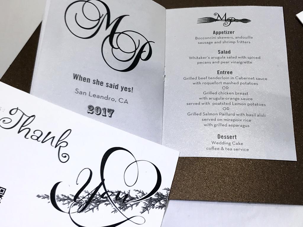 Gold Foil Champagne Wedding Invitations Card - #6A - OakPo Paper Co.