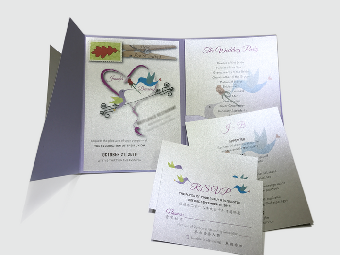 Hummingbird Wedding Invitation Card # 5 - OakPo Paper Co.
