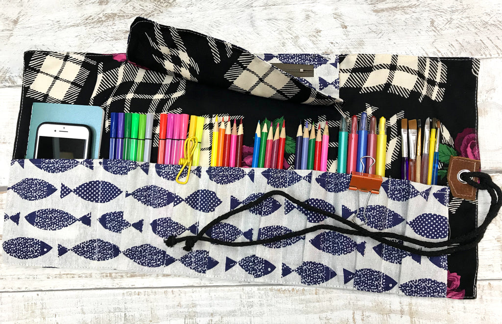 Fish Fabric Pencil Roll, Pencil Roll Case