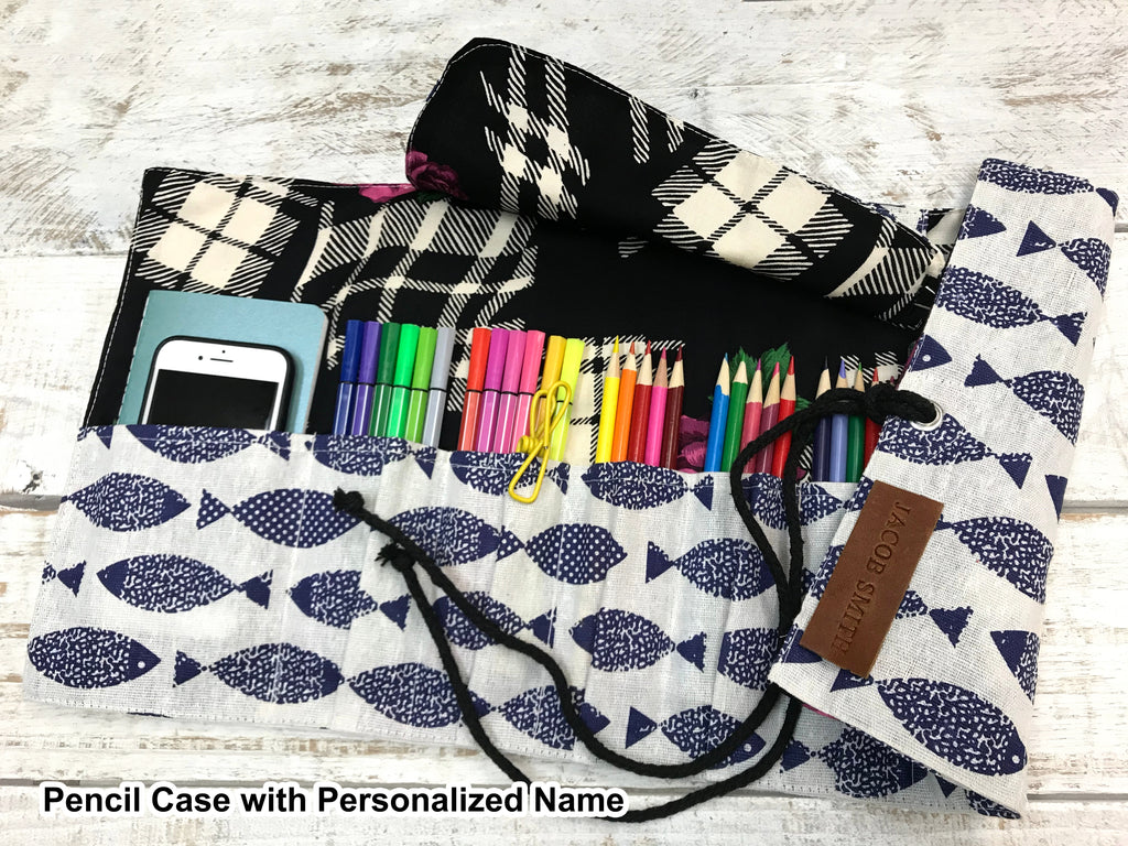 Fish Fabric Pencil Roll, Pencil Roll Case