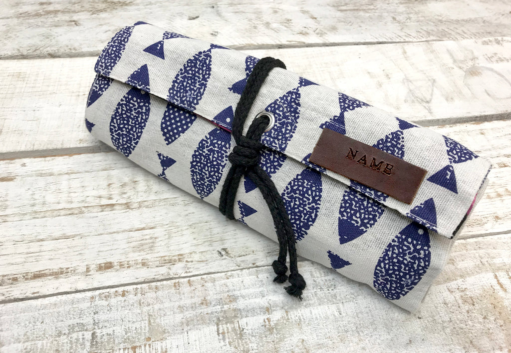 Fish Fabric Pencil Roll, Pencil Roll Case