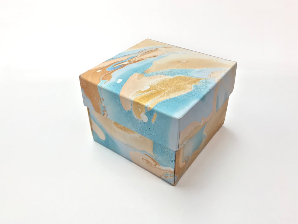 10 Marbled Gift Box with Lid - 3.45''x 3.45''x 2.75'' - OakPo Paper Co.