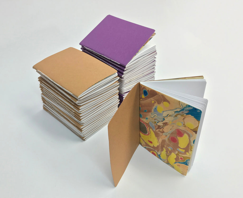 3.5''x5'' Kraft/ White/ Whipped Berry Handmade Notebooks - OakPo Paper Co.