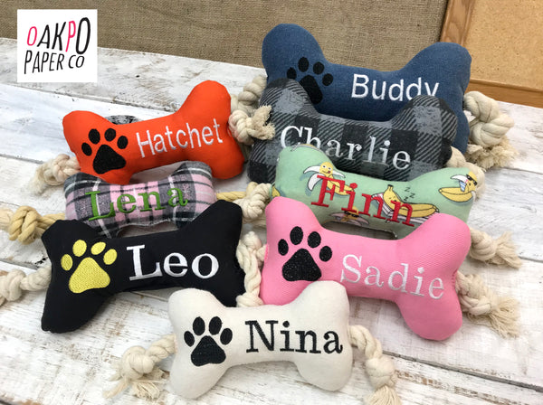 Personalized Dog Toy with Rope and Squeaker – OakPo Paper Co.