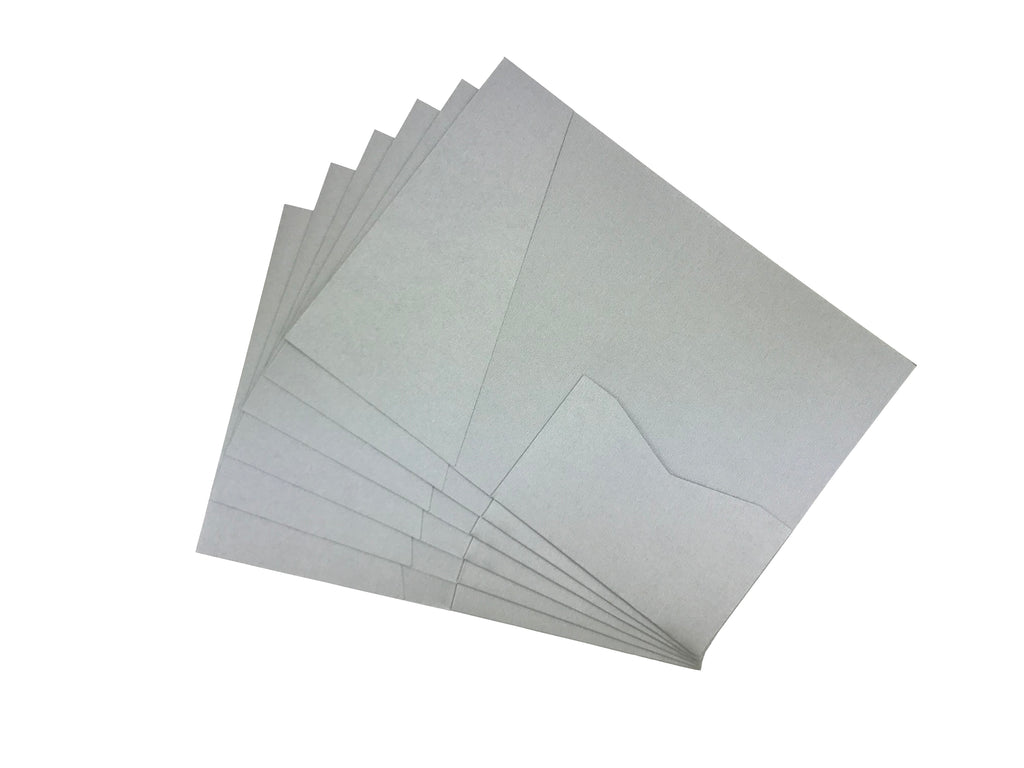 Silver-- Acutie Trifold Pocket Invitations (5 1/8'' × 7 1/4'') - OakPo Paper Co.