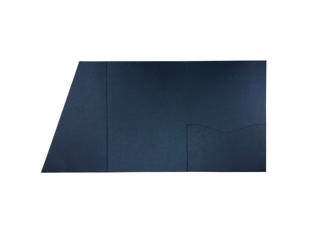 Navy Blue -- Acutie Trifold Pocket Invitations (5 1/8'' × 7 1/4'') - OakPo Paper Co.