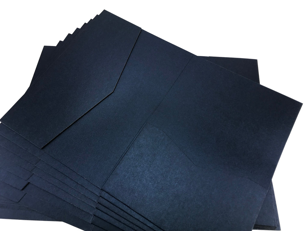 Navy Blue -- Pocket Invitations Style B (5 1/8 × 7 1/4) - OakPo Paper Co.